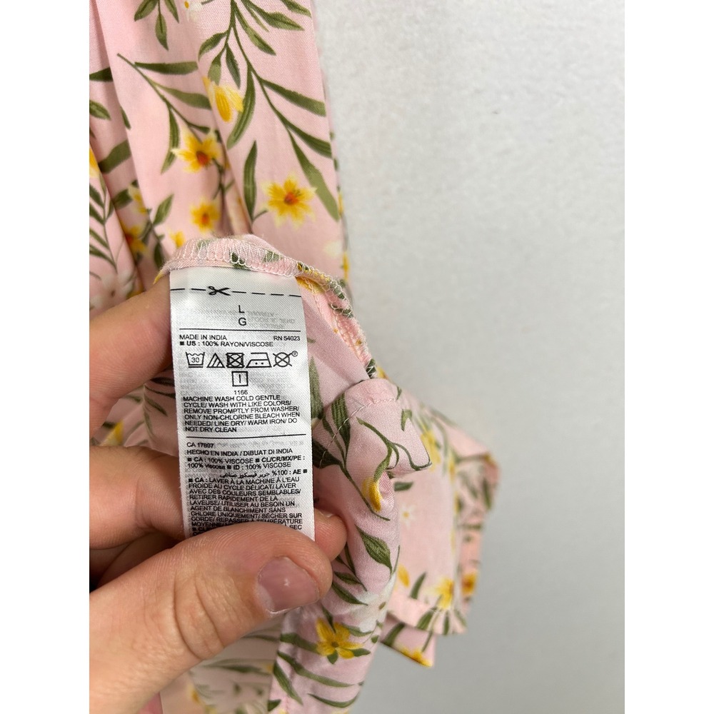 Floral Cottagecore Old Navy Womens LG Pink Floral Smocked High Waist Midi Skirt - Picture 8 of 9